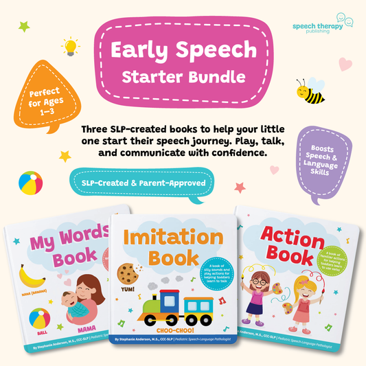 Early Speech Starter Bundle — My Words, Imitation and Action board books shown together
