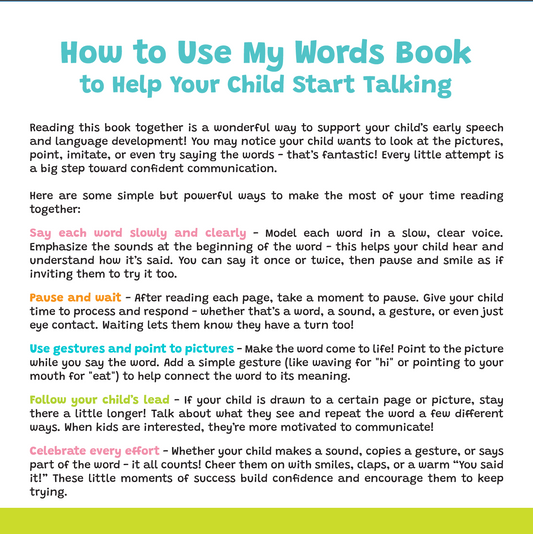 My Words Book – Easy First Words Toddlers Can Actually Say! Written by a Speech Therapist | Speech Development Board Book for Kids Ages 1-4